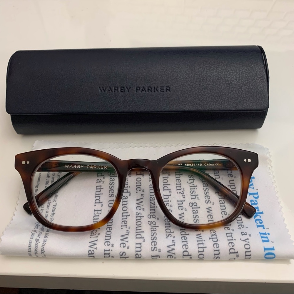 Warby Parker Tortoise NEWMAN M 215 Eyeglasses Size 48-21-140 Unisex w/Case